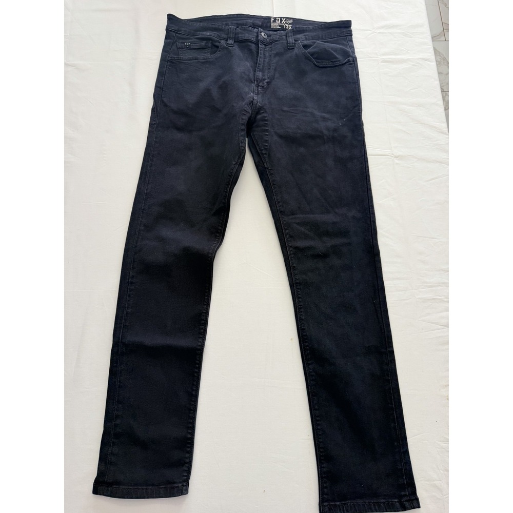 Fox Dagger Slim Fit Jeans Mens 36x32 Black Dark Wash Slim Straight Denim Pants